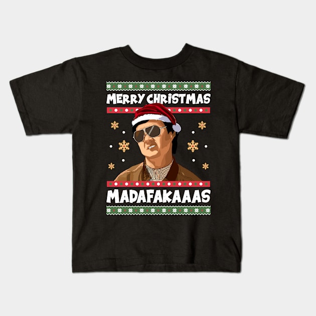 Merry Christmas Madafakaaas Kids T-Shirt by Three Meat Curry